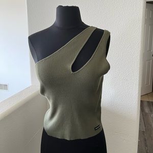 Calvin Klein Jeans Asymmetric Green Top